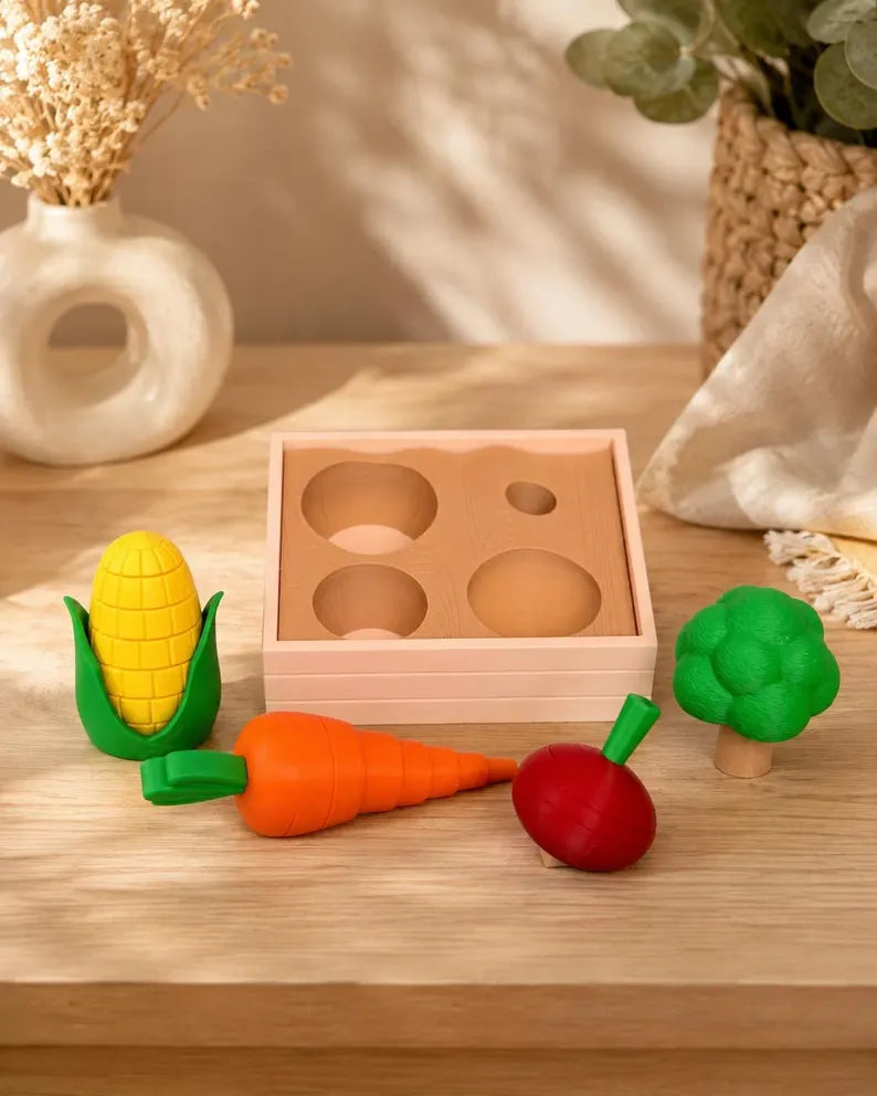 Vegetable Garden Fidget Set, Sensory Pretend Play Toy, Broccoli Corn Carrot & Radish
