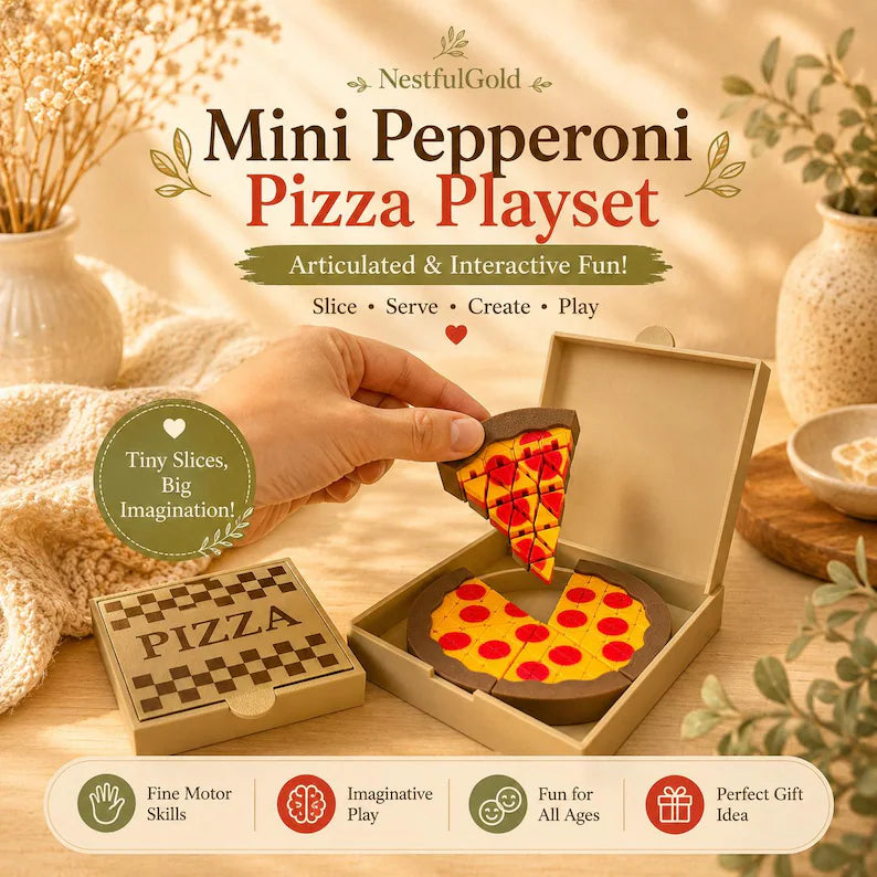 Mini Pizza Fidget Toy, Sensory Play Food (Pizza Box Included)
