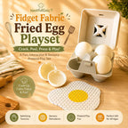 Fried Egg Playset with Carton | 4 Fidget Fabric Eggs | Sensory Pretend Kitchen Food Toy