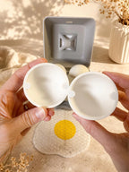 Fried Egg Playset with Carton | 4 Fidget Fabric Eggs | Sensory Pretend Kitchen Food Toy
