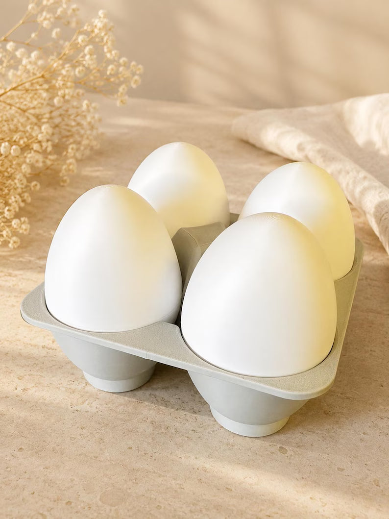 Fried Egg Playset with Carton | 4 Fidget Fabric Eggs | Sensory Pretend Kitchen Food Toy