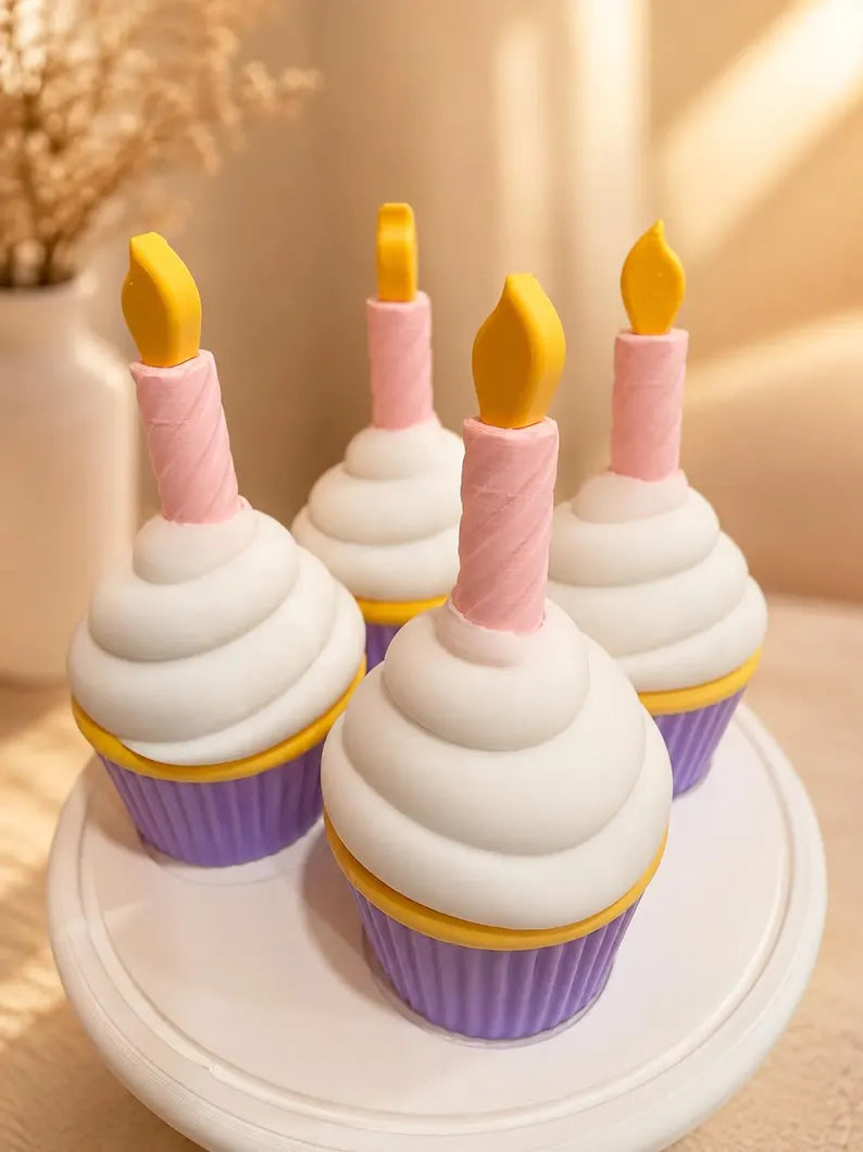 Mini Cupcake Candle Playset, Pretend Birthday Bakery Toy, Sensory Party Activity for Kids