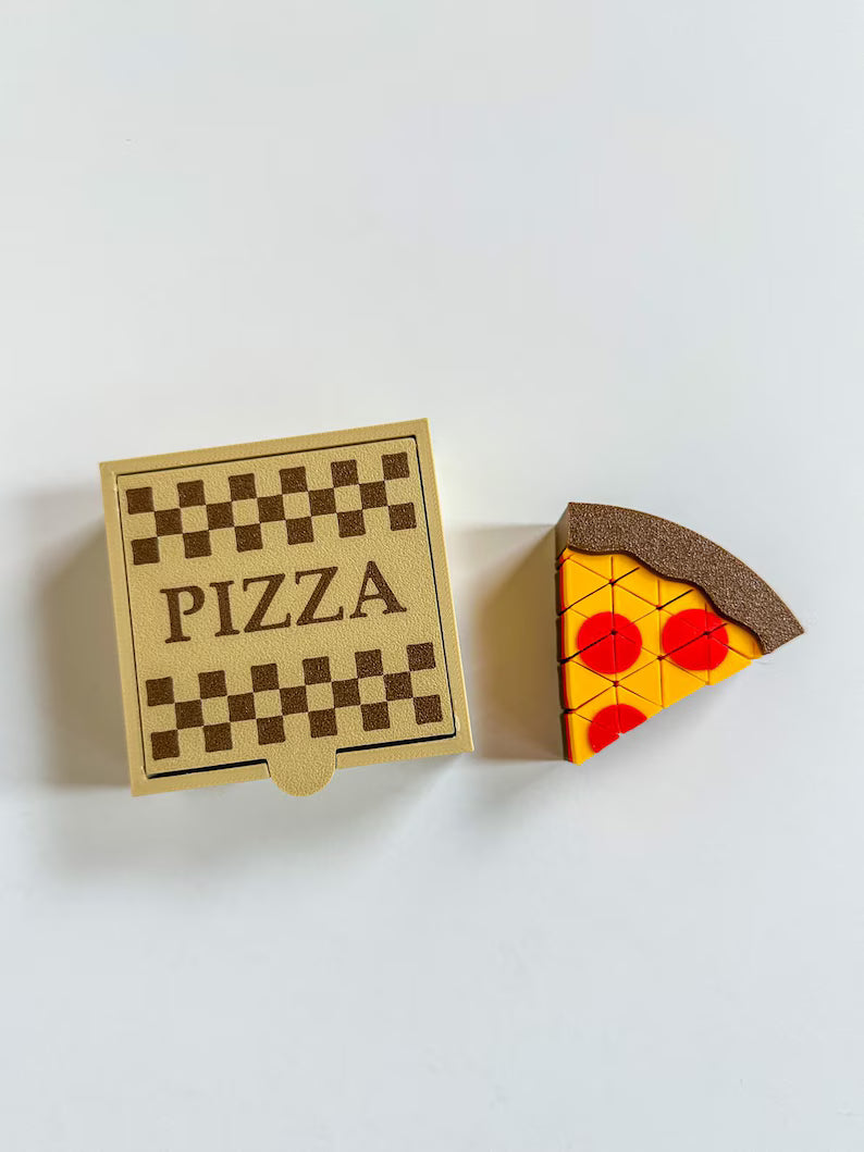 Mini Pizza Fidget Toy, Sensory Play Food (Pizza Box Included)