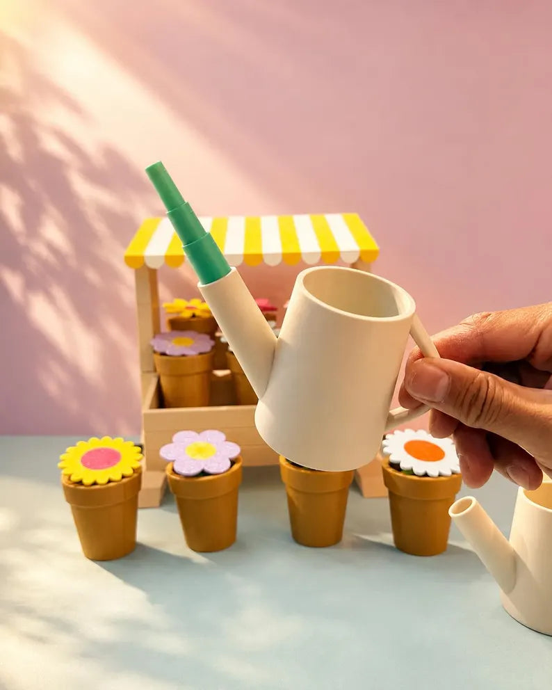 Magic Growing Flower Garden Playset, Magnetic Watering Can Pretend Playset, Interactive Kids Gardening Gift