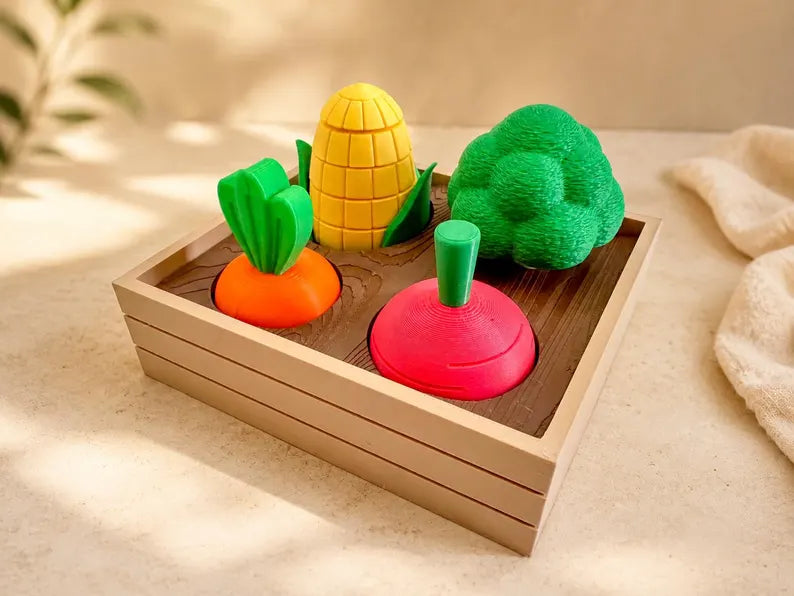 Vegetable Garden Fidget Set, Sensory Pretend Play Toy, Broccoli Corn Carrot & Radish