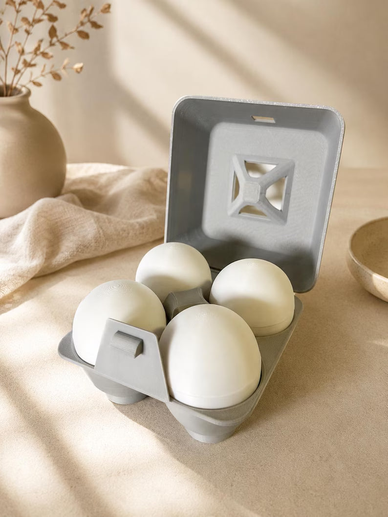 Fried Egg Playset with Carton | 4 Fidget Fabric Eggs | Sensory Pretend Kitchen Food Toy