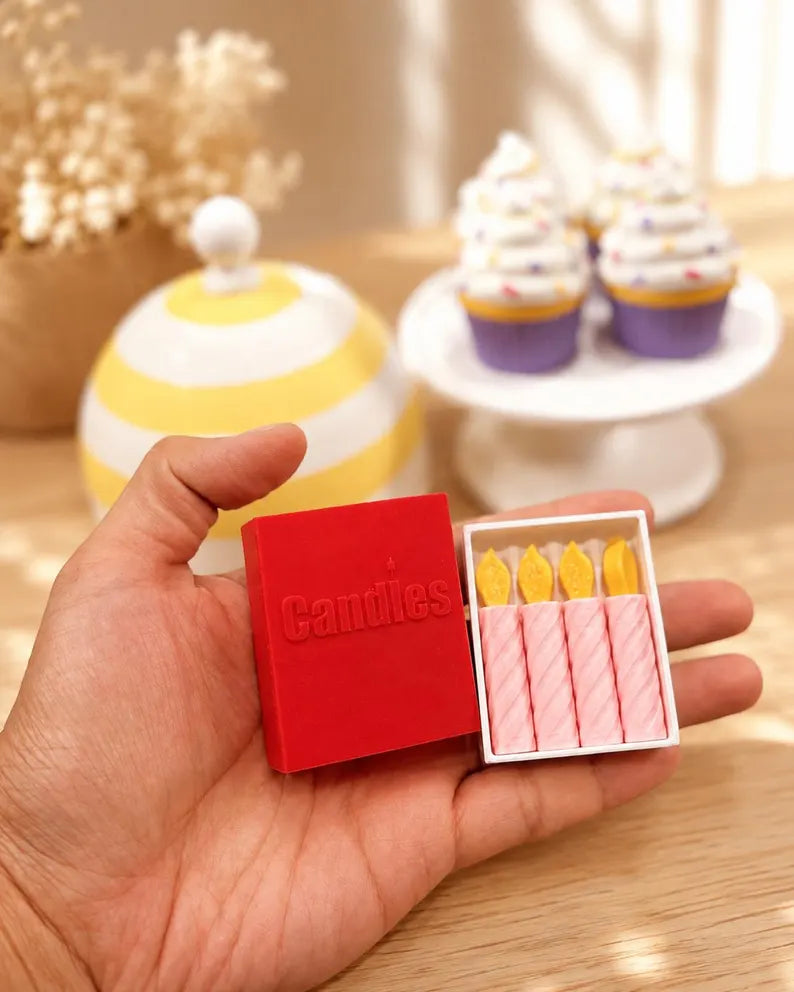 Mini Cupcake Candle Playset, Pretend Birthday Bakery Toy, Sensory Party Activity for Kids