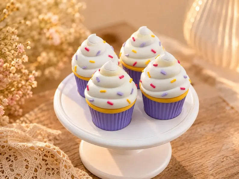 Mini Cupcake Candle Playset, Pretend Birthday Bakery Toy, Sensory Party Activity for Kids