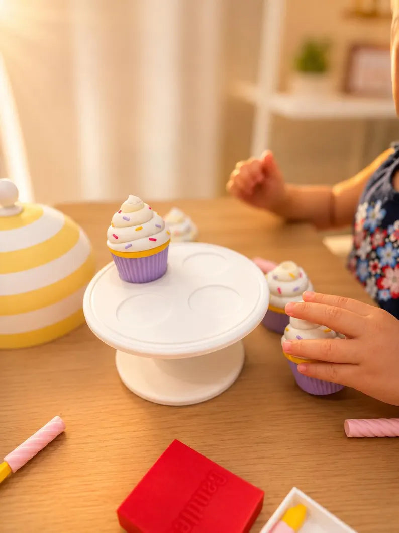 Mini Cupcake Candle Playset, Pretend Birthday Bakery Toy, Sensory Party Activity for Kids