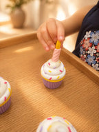 Mini Cupcake Candle Playset, Pretend Birthday Bakery Toy, Sensory Party Activity for Kids