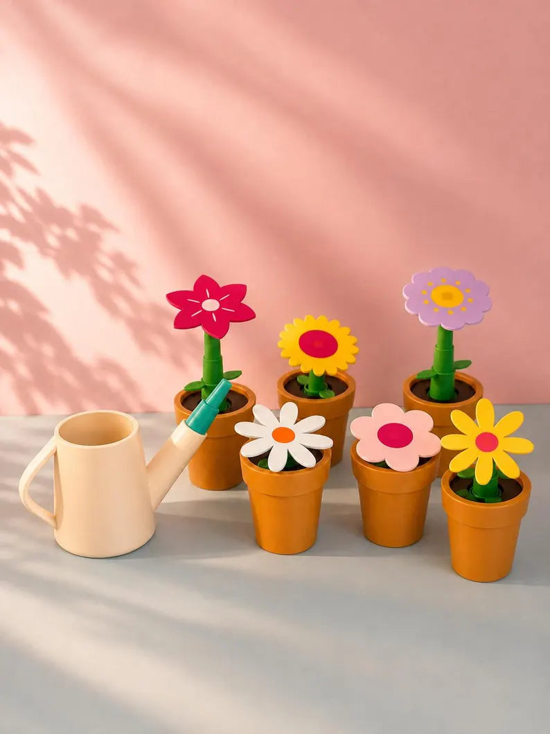 Magic Growing Flower Garden Playset, Magnetic Watering Can Pretend Playset, Interactive Kids Gardening Gift