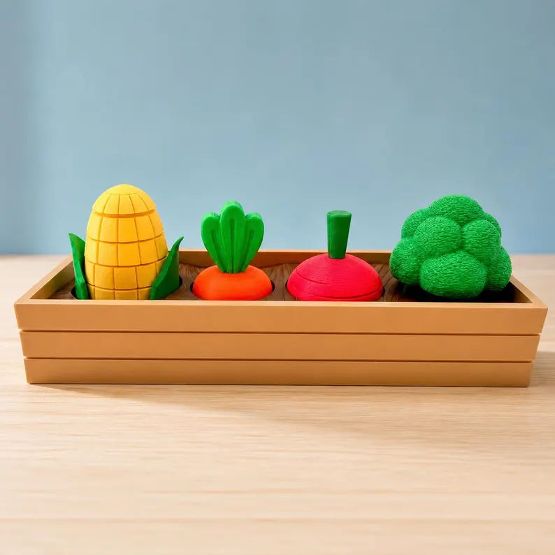 Vegetable Garden Fidget Set, Sensory Pretend Play Toy, Broccoli Corn Carrot & Radish