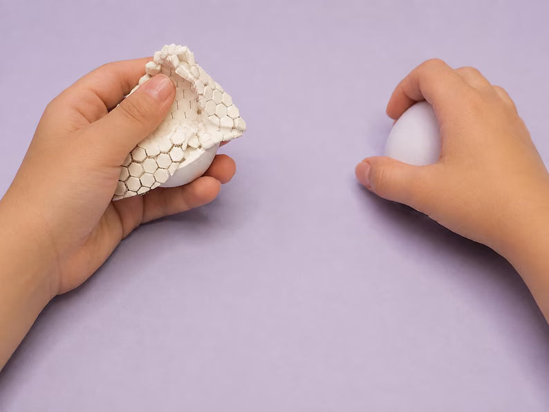Fried Egg Playset with Carton | 4 Fidget Fabric Eggs | Sensory Pretend Kitchen Food Toy