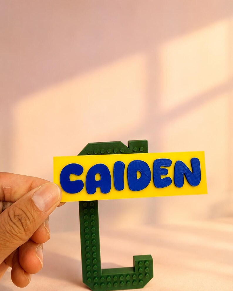 Personalized Building Block Initial Name Plate, Custom Kids Room Decor, Lego Lover Gift, Personalized Kids Gift, Playroom Decor