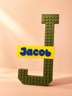 Personalized Building Block Initial Name Plate, Custom Kids Room Decor, Lego Lover Gift, Personalized Kids Gift, Playroom Decor
