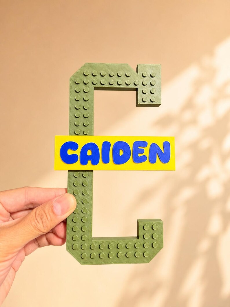 Personalized Building Block Initial Name Plate, Custom Kids Room Decor, Lego Lover Gift, Personalized Kids Gift, Playroom Decor