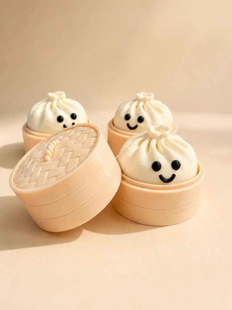 Happy Bao Bun Fidget Clicker, Dim Sum Sensory Toy