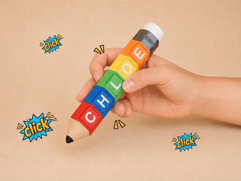 Personalized Pencil Clicker, Custom Name Fidget Toy, Sensory Desk Toy