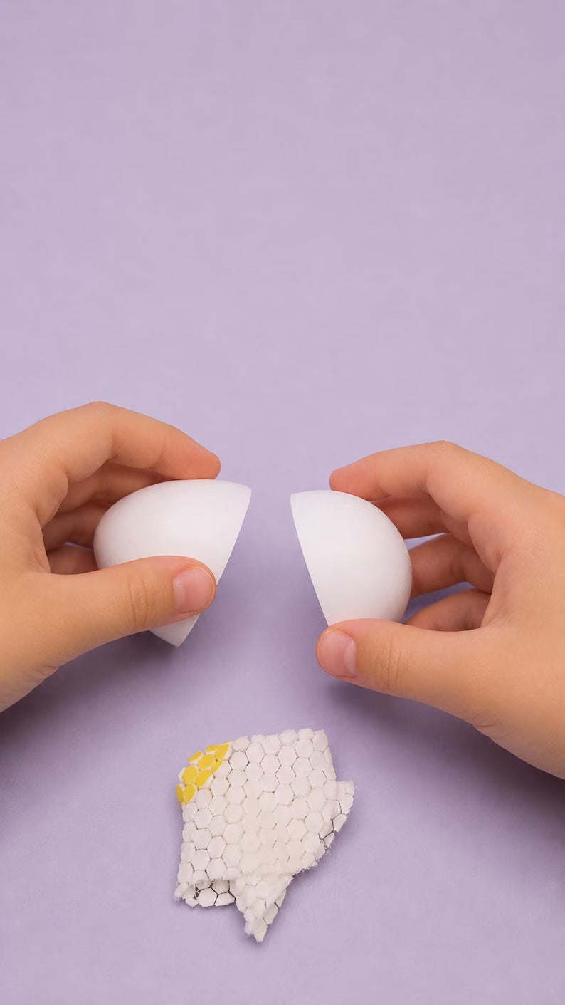 Fried Egg Playset with Carton | 4 Fidget Fabric Eggs | Sensory Pretend Kitchen Food Toy