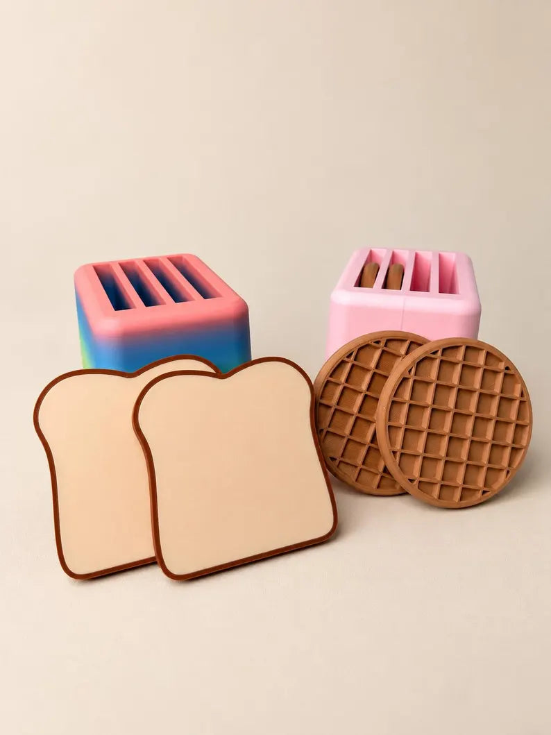 Interactive Pretend Play Toaster Set, Waffles & Toast, Kids Kitchen Toy