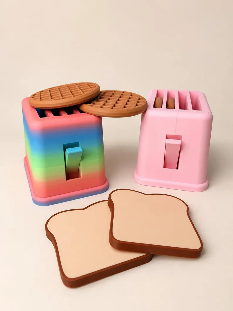 Interactive Pretend Play Toaster Set, Waffles & Toast, Kids Kitchen Toy