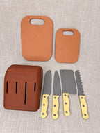 Pretend Play Knife Set with Knife Block, Toy Kitchen Knives, Little Chef Play Kitchen Accessories