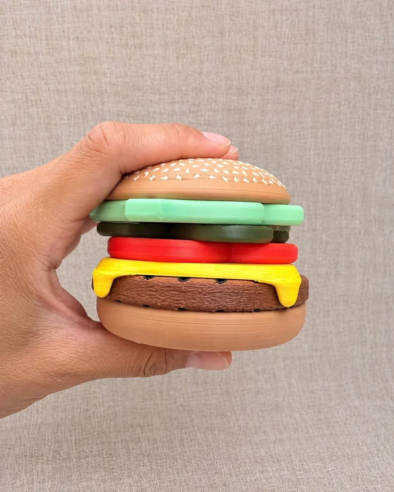 Magnetic Build Your Own Burger Set, Stackable Pretend Food for Kids Play Kitchen