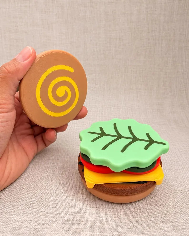 Magnetic Build Your Own Burger Set, Stackable Pretend Food for Kids Play Kitchen