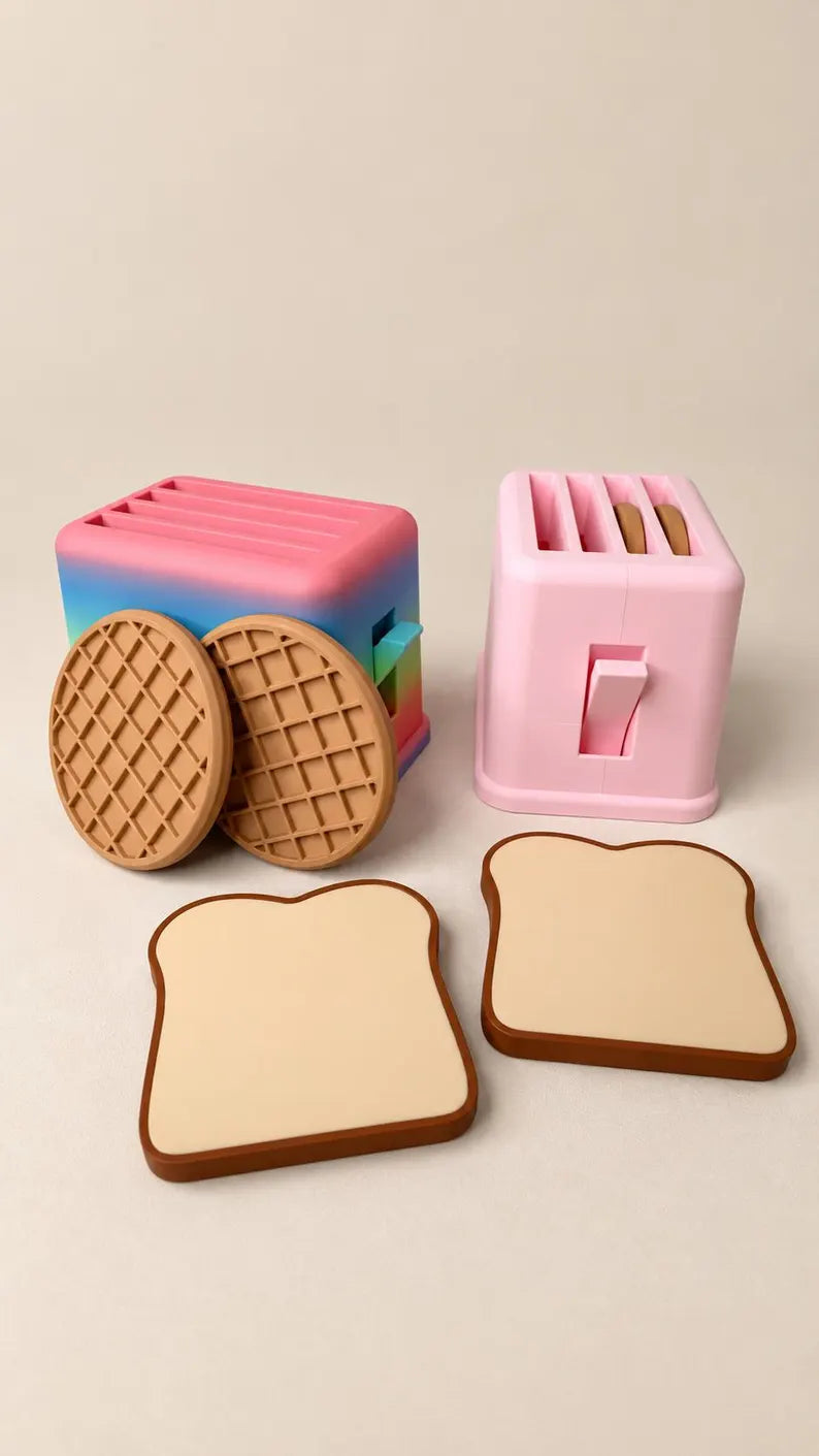 Interactive Pretend Play Toaster Set, Waffles & Toast, Kids Kitchen Toy