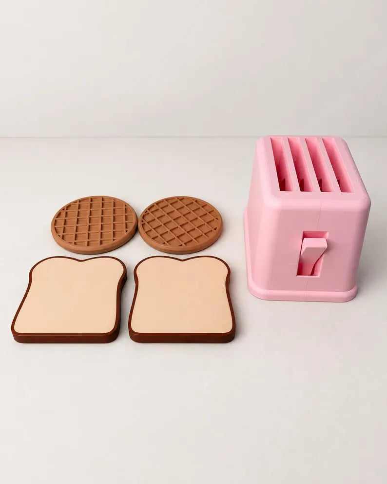 Interactive Pretend Play Toaster Set, Waffles & Toast, Kids Kitchen Toy