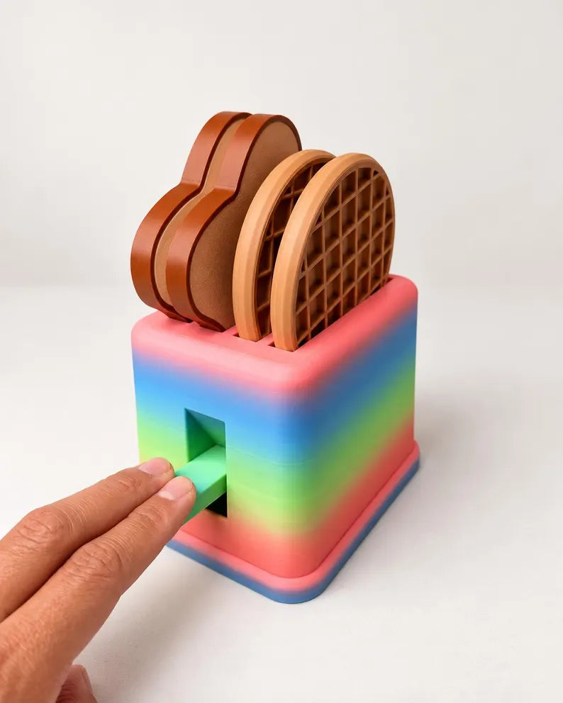 Interactive Pretend Play Toaster Set, Waffles & Toast, Kids Kitchen Toy