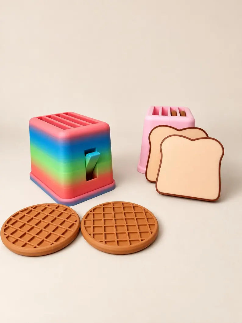 Interactive Pretend Play Toaster Set, Waffles & Toast, Kids Kitchen Toy