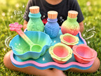 Enchanted Garden Potion Play Set, Fairy Pretend Play Toy, Sensory Bin Accessories, Flower Potion Bottles, Magical Kids Gift