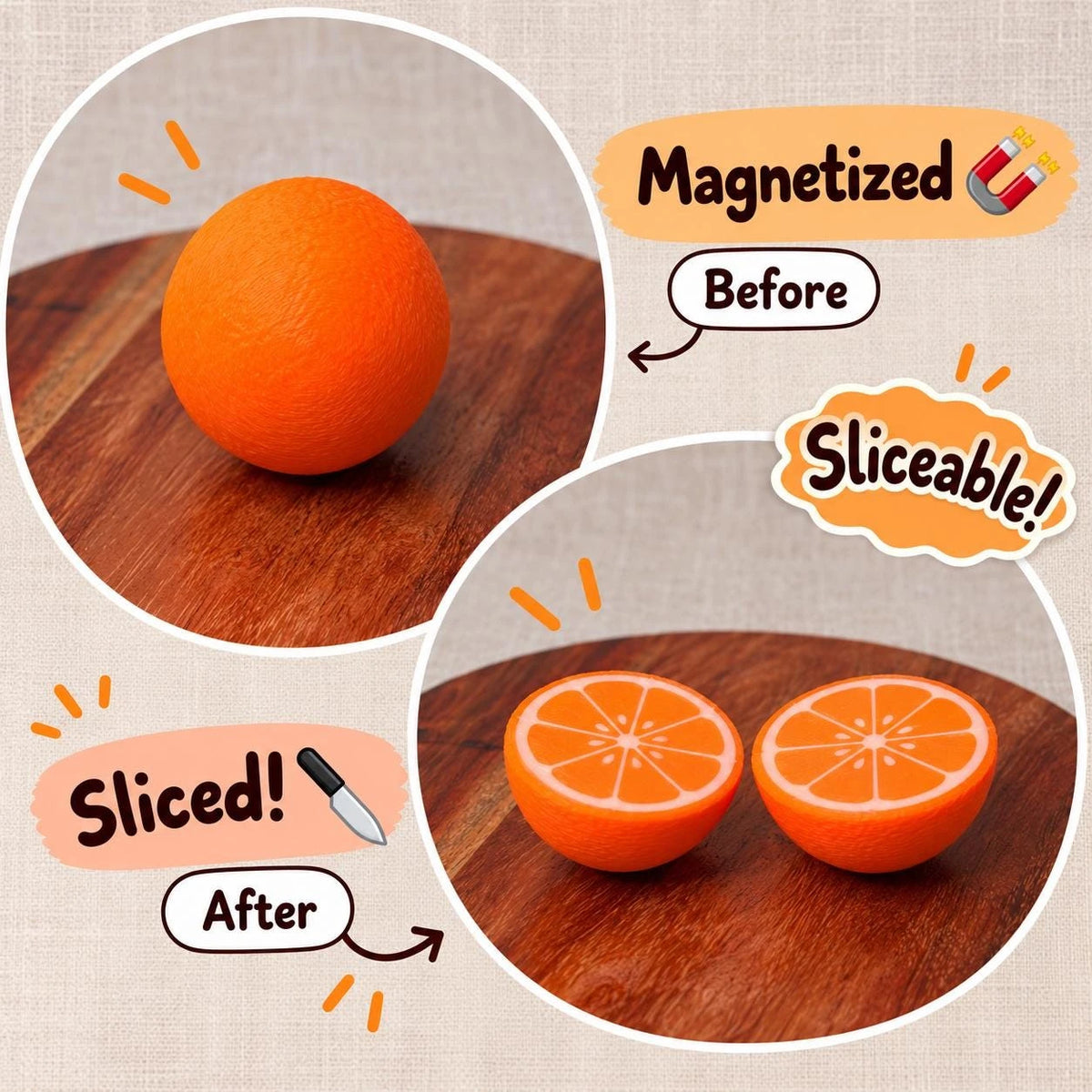 Magnetic Sliceable Food Toy, Choose One Fruit or Vegetable