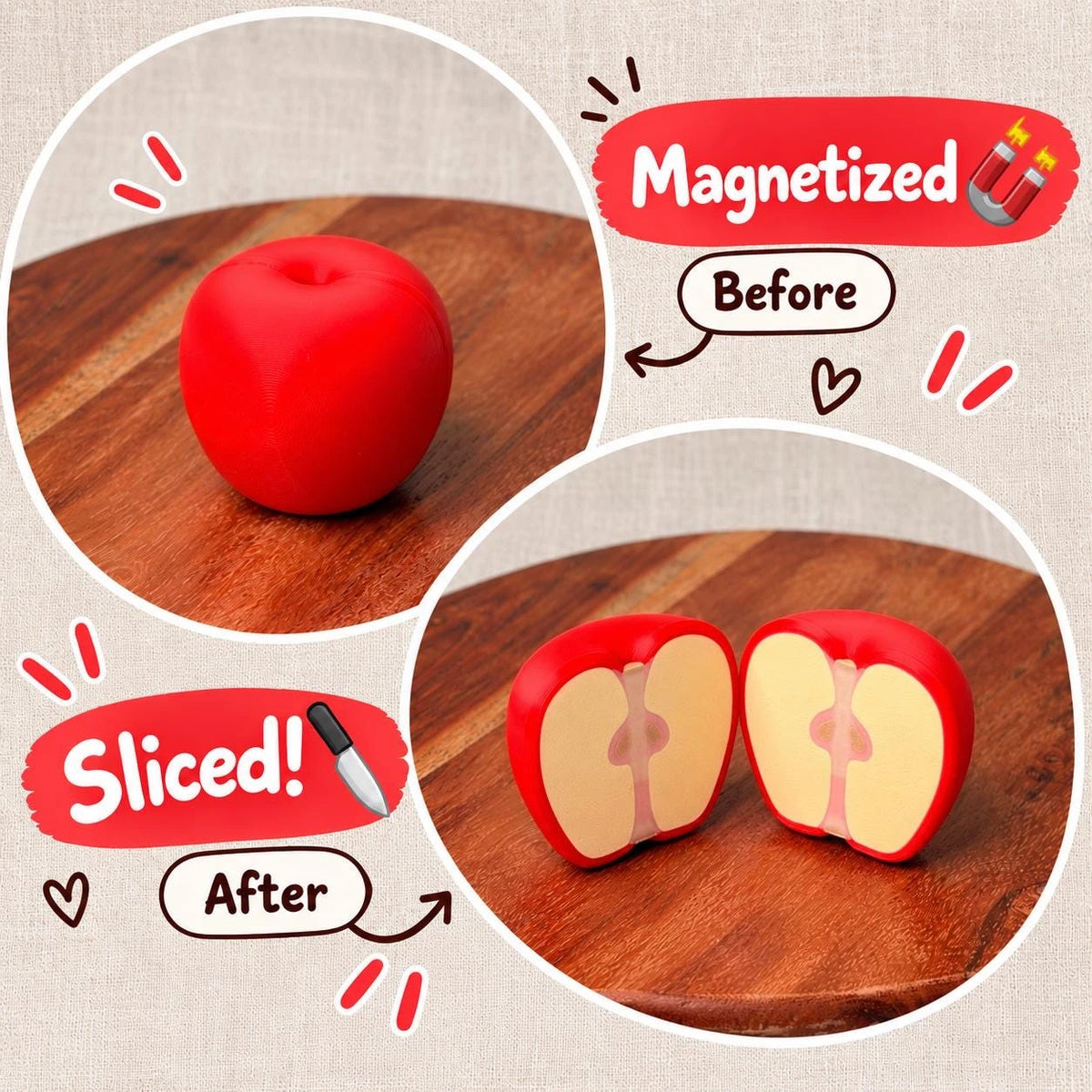 Magnetic Sliceable Food Toy, Choose One Fruit or Vegetable