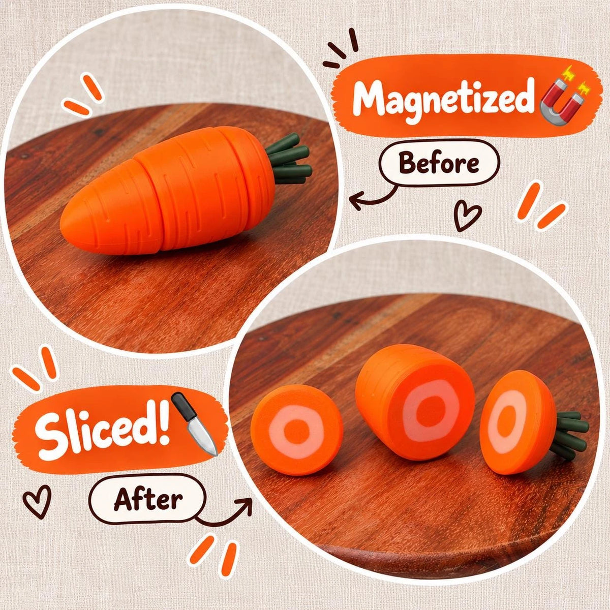 Magnetic Sliceable Food Toy, Choose One Fruit or Vegetable