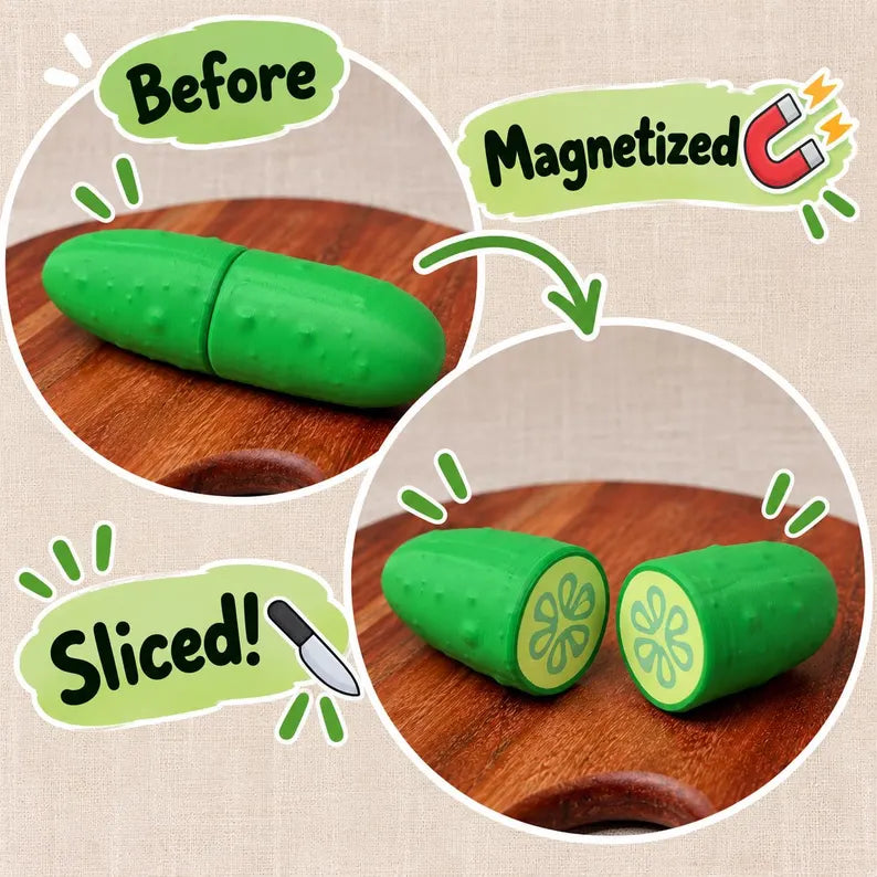 Magnetic Cutting Food Set, 5-Piece Fruit & Vegetable Pretend Play Kitchen Toy