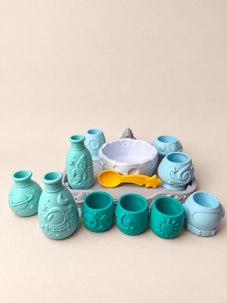 Pour & Play Space Sensory Set, Rocket Astronaut Alien Mixing Experiment, Montessori-Inspired Kids Activity