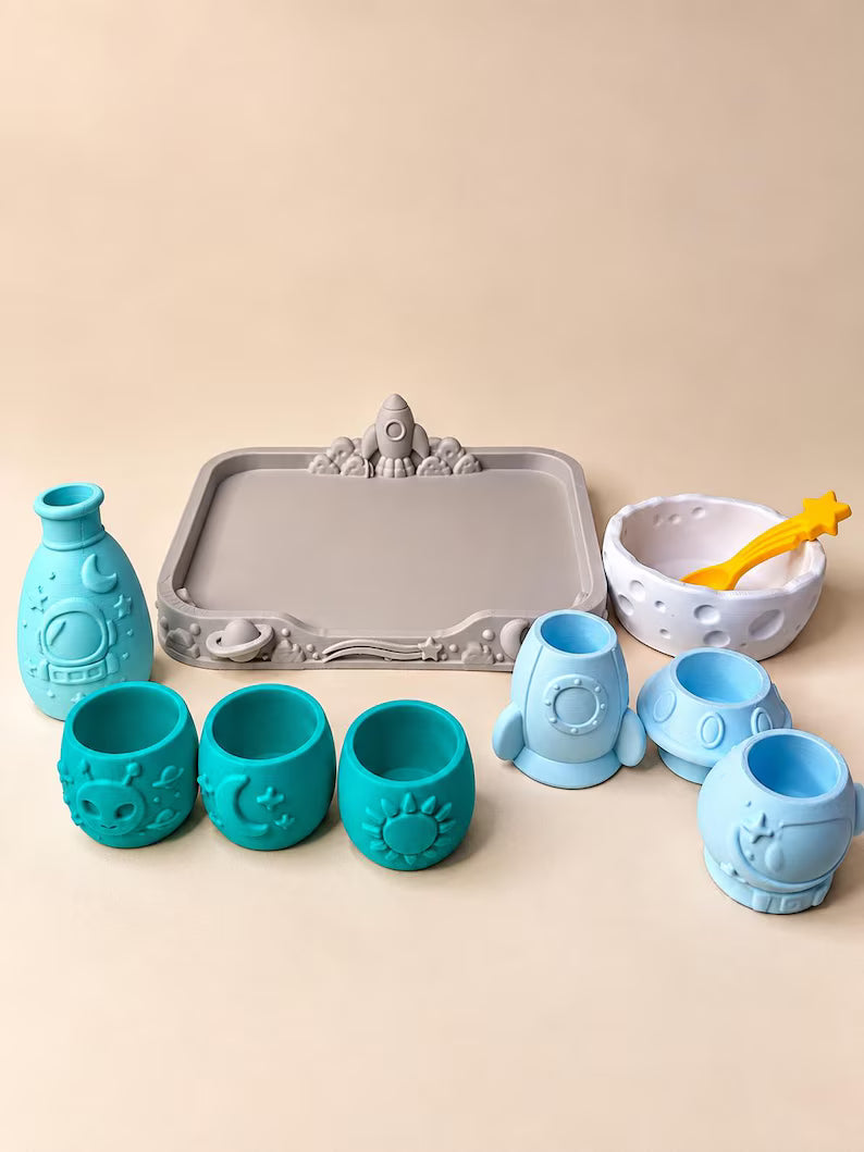 Pour & Play Space Sensory Set, Rocket Astronaut Alien Mixing Experiment, Montessori-Inspired Kids Activity