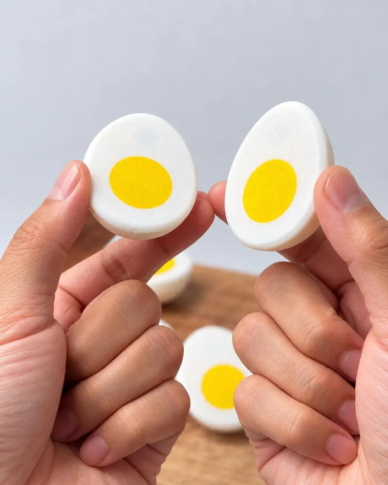 Magnetic Sliceable Egg Toy Set of 3, Pretend Play Food for Kids Kitchen