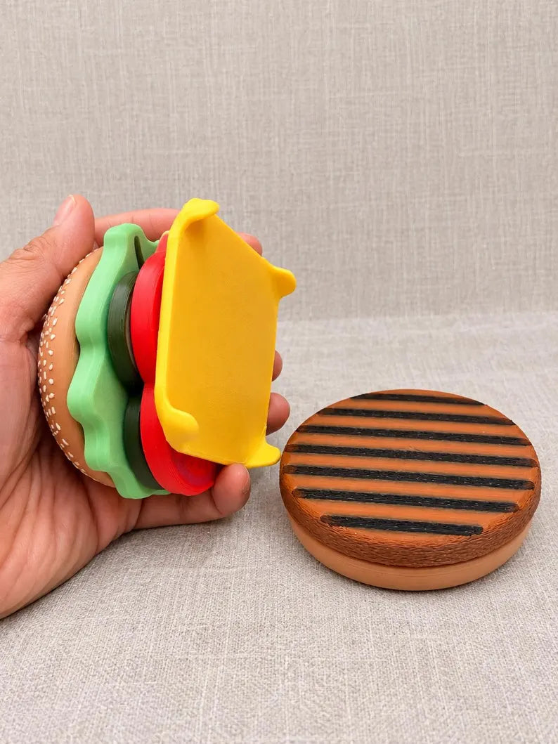 Magnetic Build Your Own Burger Set, Stackable Pretend Food for Kids Play Kitchen