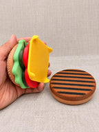 Magnetic Build Your Own Burger Set, Stackable Pretend Food for Kids Play Kitchen