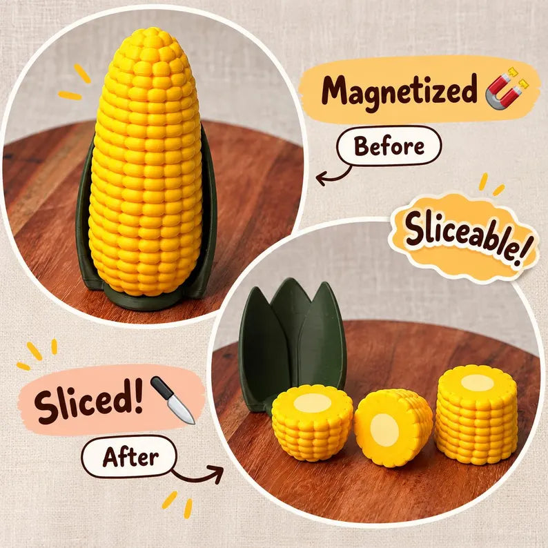 Magnetic Cutting Food Set, 5-Piece Fruit & Vegetable Pretend Play Kitchen Toy