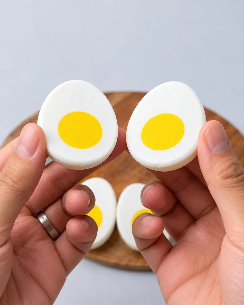 Magnetic Sliceable Egg Toy Set of 3, Pretend Play Food for Kids Kitchen