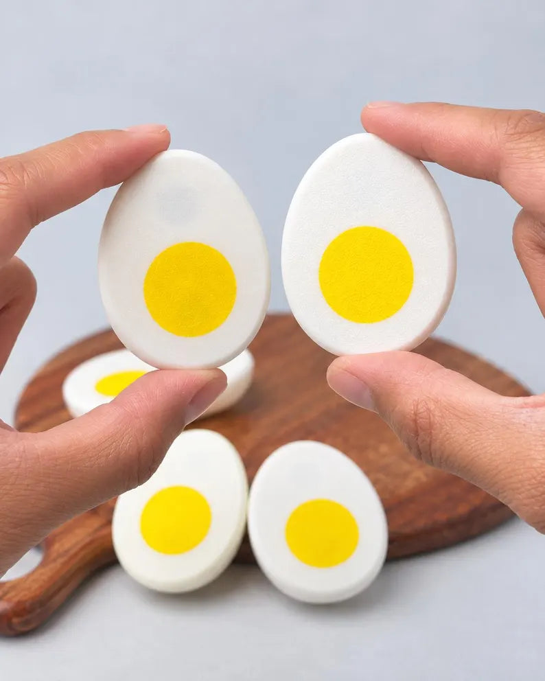Magnetic Sliceable Egg Toy Set of 3, Pretend Play Food for Kids Kitchen