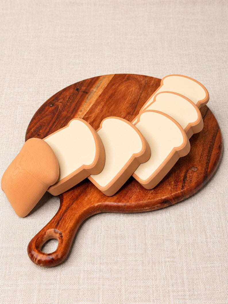 Magnetic Sliceable Bread Toy, Pretend Food Loaf for Kids Play Kitchen