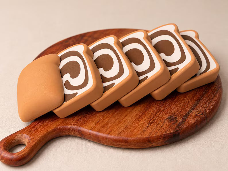 Magnetic Sliceable Bread Toy, Marble Swirl Pretend Food Loaf for Play Kitchen