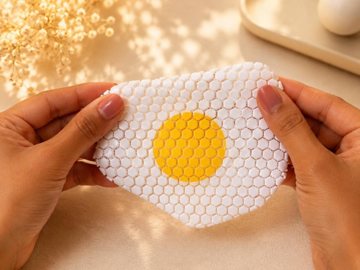 Single Fried Egg Fidget Toy | Flexible Mesh Sensory Play Food | Pretend Kitchen Toy | Desk Coaster | One Egg Only - Etsy photo 3