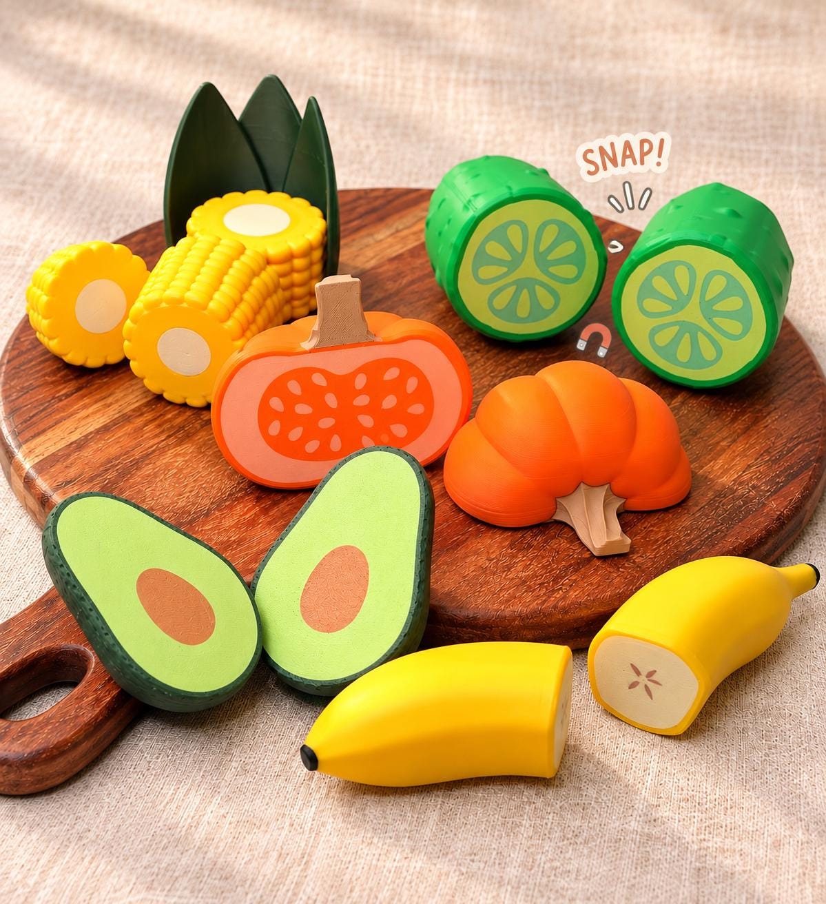 Magnetic Cutting Food Set, 5-Piece Fruit & Vegetable Pretend Play Kitchen Toy - Etsy photo 1