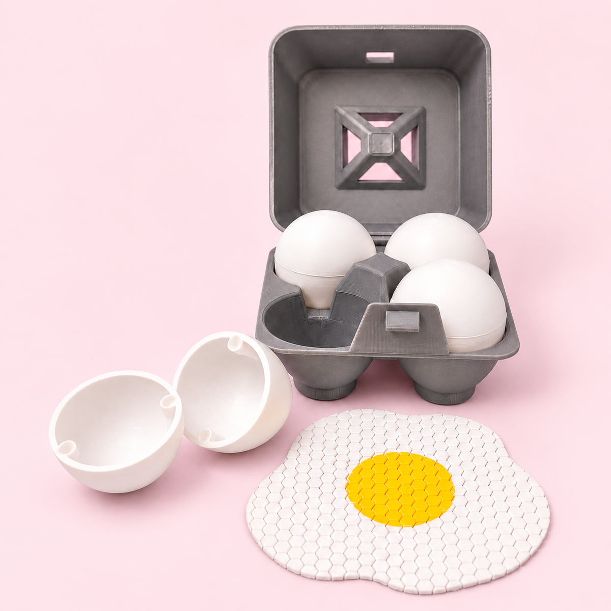 eggs product on pale blush background